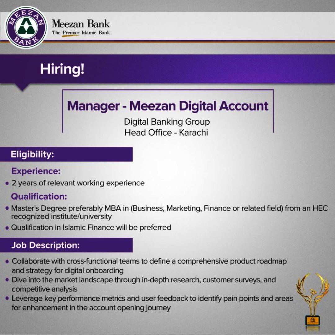 Meezan Bank - Join Us as Manager for Meezan Digital Account