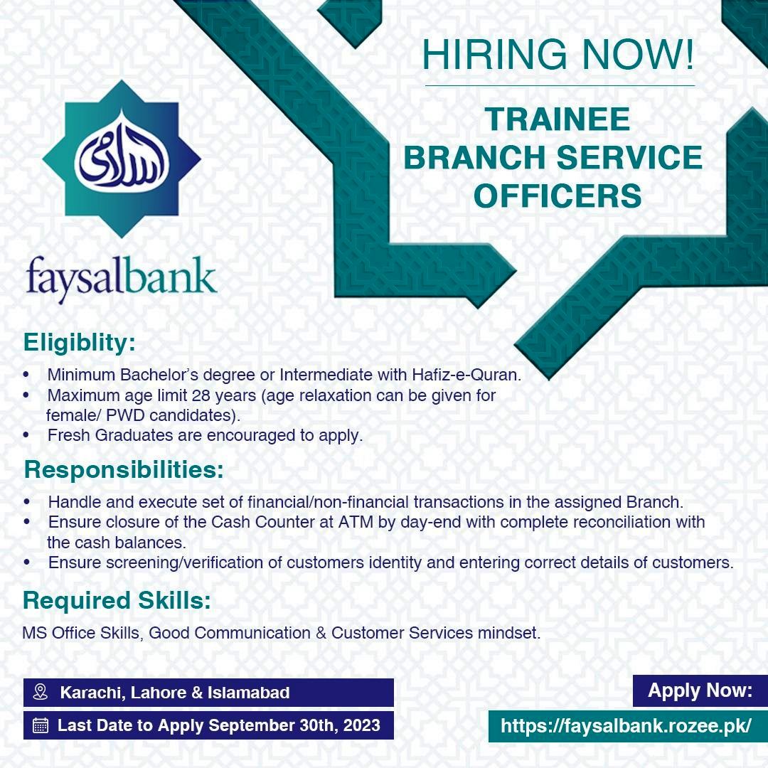 Trainee Branch Service Officer - Faysal Bank Limited