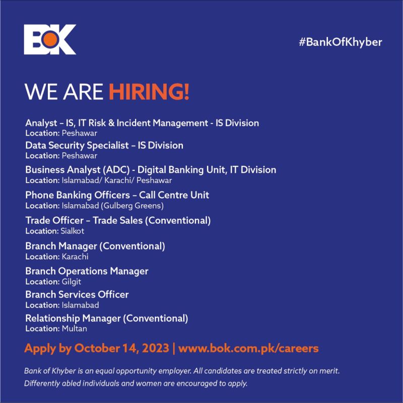 Exciting Career Opportunities at Bank of Khyber