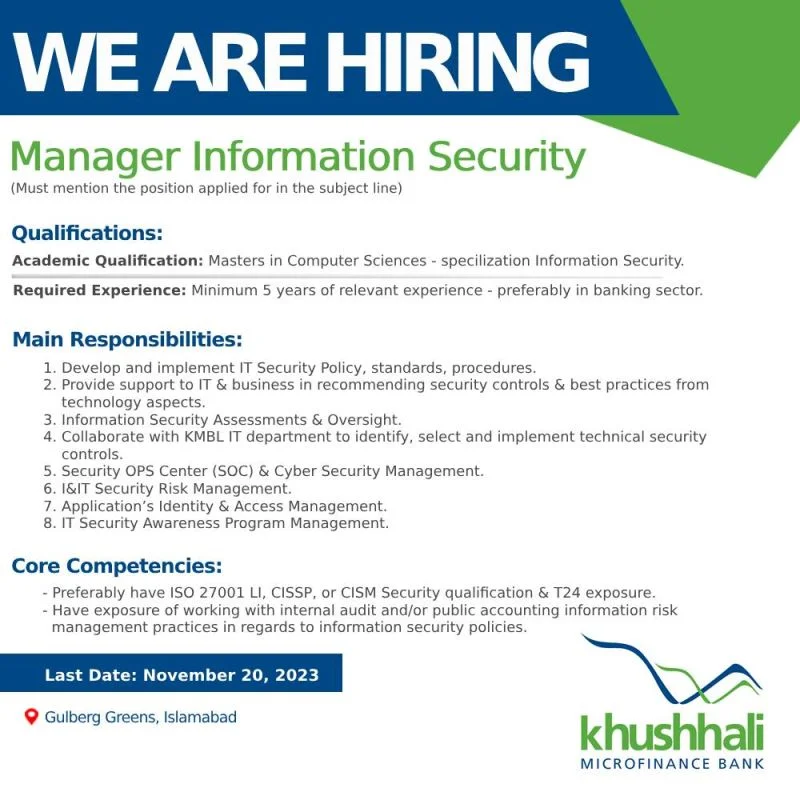 Opportunity for Manager Information Security 