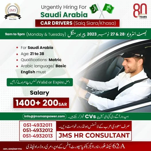 Job Opportunity in Saudi Arabia: Hiring Car Drivers