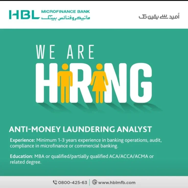 Job Title: Anti-Money Laundering Analyst at HBL Microfinance Bank