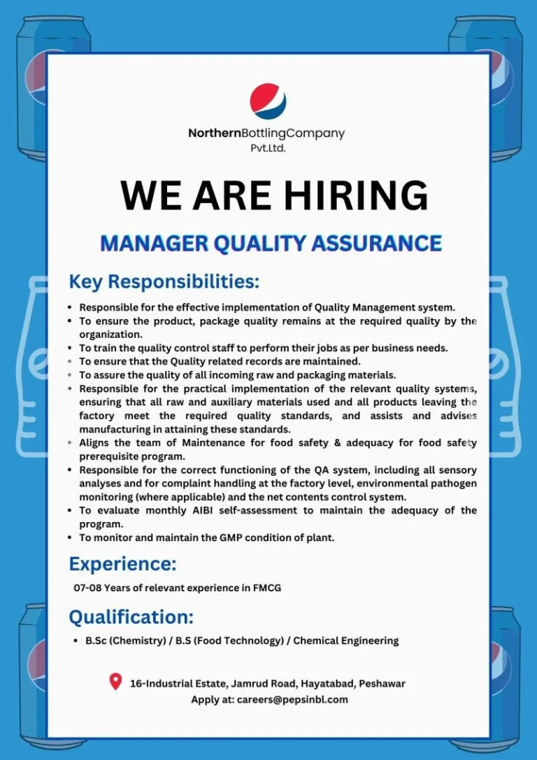 MANAGER QUALITY ASSURANCE at PEPSI