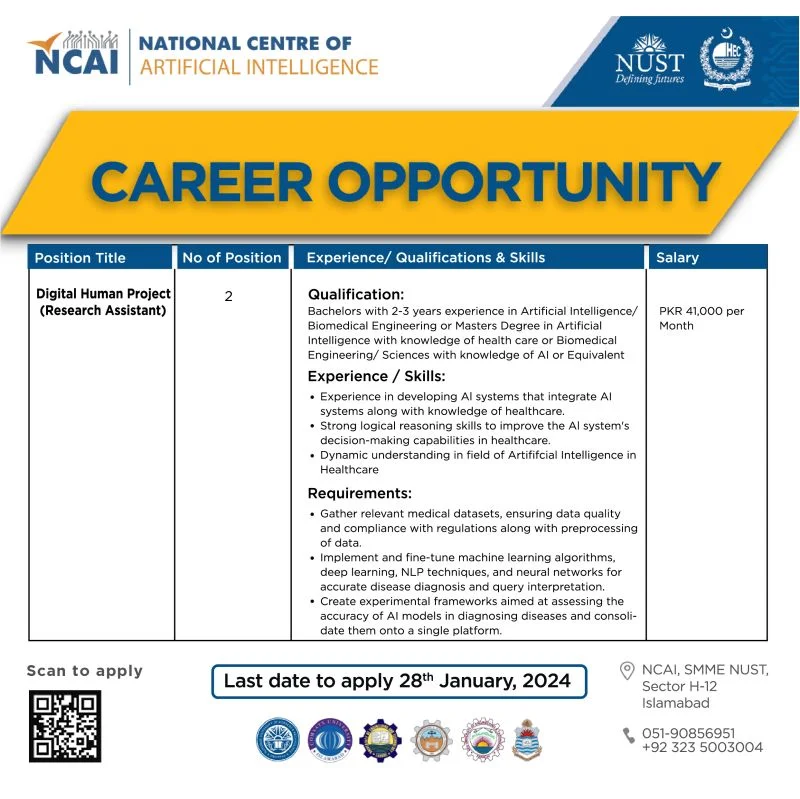 Job Responsibilities for the Position of Research Assistant at NUST